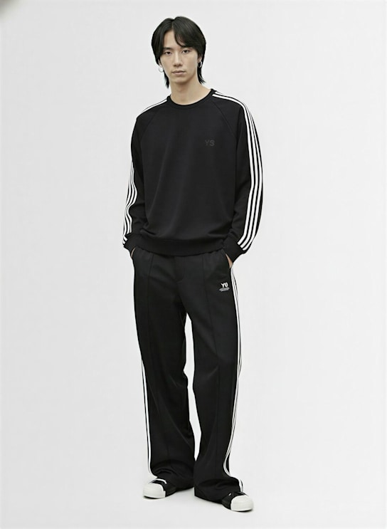 Y-3: Wire wool blend long sleeve t-shirt - Black - men_1 | Luisa Via Roma