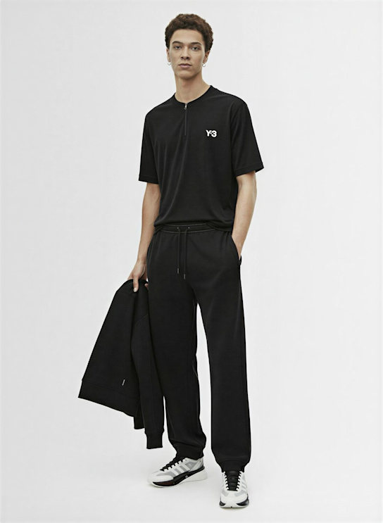 Y-3: Cotton blend track pants - Black - men_1 | Luisa Via Roma