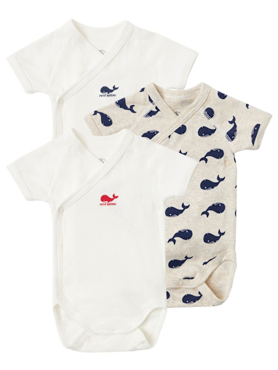 Petit Bateau: Set of 3 printed cotton bodysuits - Multicolor - kids-girls_0 | Luisa Via Roma