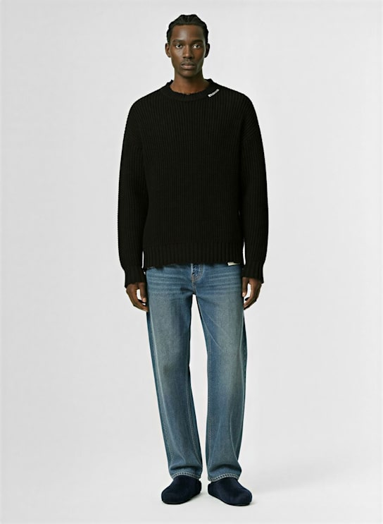 Marni: Logo cotton knit boxy sweater - men_1 | Luisa Via Roma