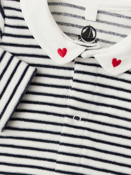 Petit Bateau: 印花棉质连体衣 - 白色/海军蓝 - kids-girls_1 | Luisa Via Roma