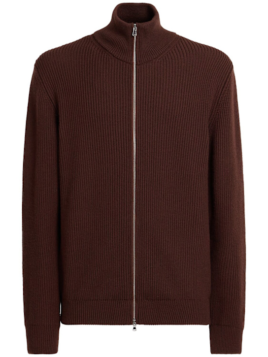 Seven Gauge: Wool knit zip-up sweater - men_0 | Luisa Via Roma