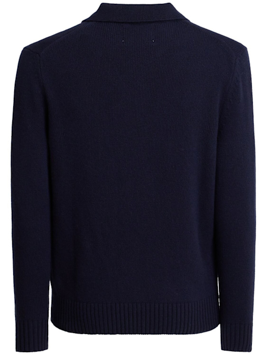 Seven Gauge: Wool knit v-neck polo - men_1 | Luisa Via Roma