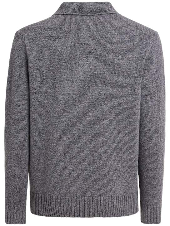 Seven Gauge: Wool knit v-neck polo - men_1 | Luisa Via Roma