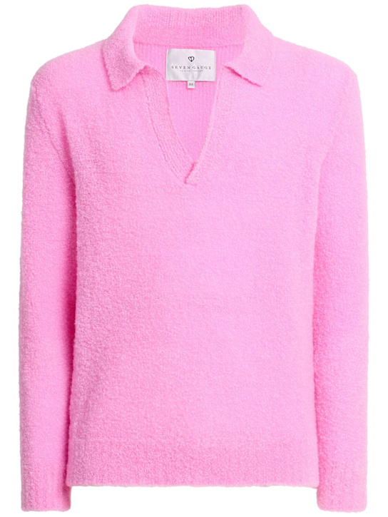 Seven Gauge: Wool blend bouclé polo - Pink - men_0 | Luisa Via Roma