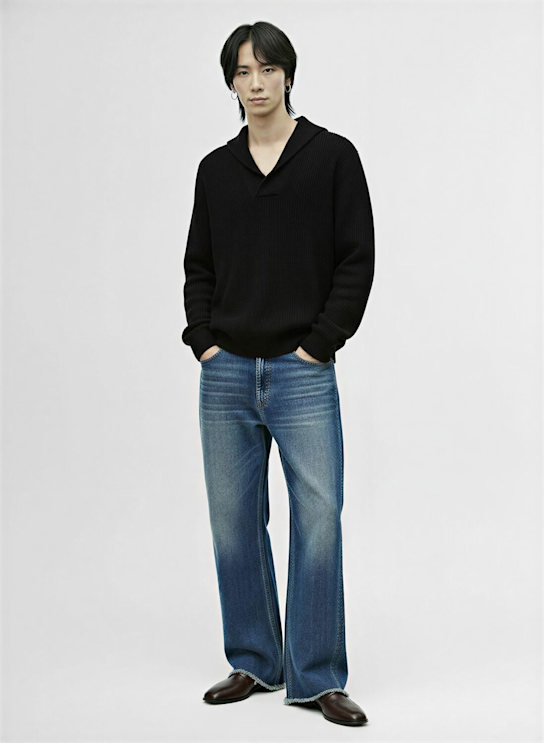 Laneus: Knitted hoodie - Nero/Black - men_1 | Luisa Via Roma