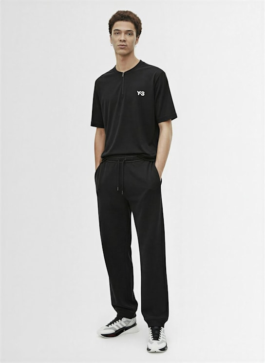 Y-3: Freelift zip short sleeve pro t-shirt - Black - men_1 | Luisa Via Roma