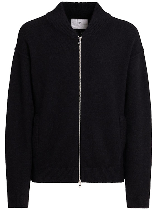 Seven Gauge: Alpaca blend zip-up bomber jacket - men_0 | Luisa Via Roma