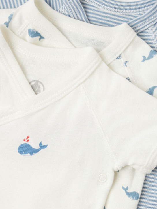 Petit Bateau: Set of 3 printed cotton bodysuits - Weiß/Blau - kids-girls_1 | Luisa Via Roma