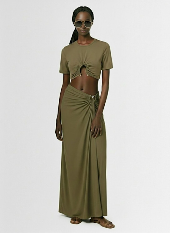Christopher Esber: Crescent ruched swim t-shirt - Sage - women_1 | Luisa Via Roma
