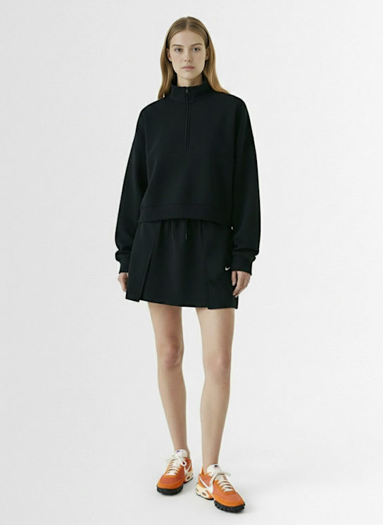 Nike: Maglia morbida Dri-Fit con mezza zip - Black/Dk Smoke - women_1 | Luisa Via Roma