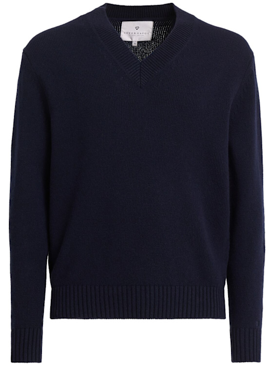 Seven Gauge: Wool knit v-neck sweater - men_0 | Luisa Via Roma