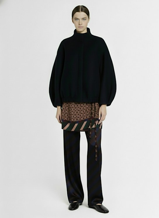 Dries Van Noten: Pritty viscose blend skirt pants - Navy/Multi - women_1 | Luisa Via Roma