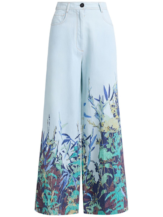 Forte_forte: Printed denim wide jeans - Blau - women_0 | Luisa Via Roma