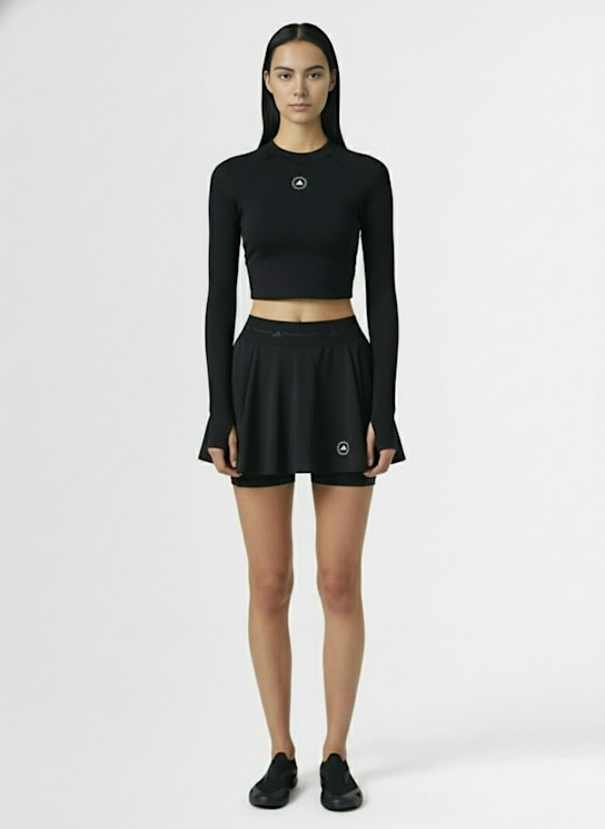 adidas By Stella McCartney: ASMC Pleated skort - Black - women_1 | Luisa Via Roma