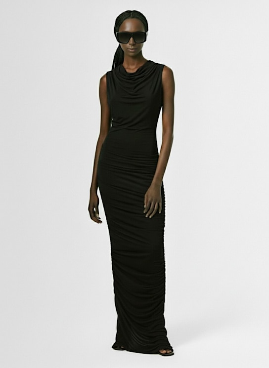 Rick Owens: Vestido drapeado - Negro - women_1 | Luisa Via Roma