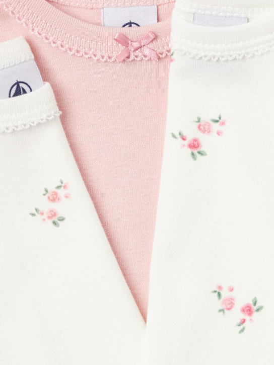 Petit Bateau: Set of 3 printed cotton bodysuits - Pink/Weiß - kids-girls_1 | Luisa Via Roma