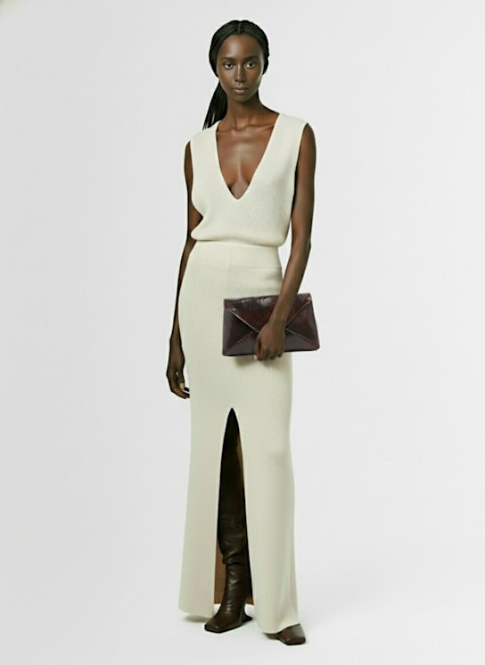 Rick Owens: Haut à col en V en maille - Natural - women_1 | Luisa Via Roma