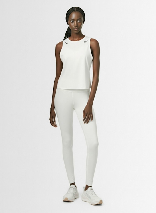 Nike: Aero Swift cropped tank top - White/Black - women_1 | Luisa Via Roma