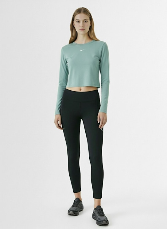 Nike: Crop top maniche lunghe Chill in maglia - Cannon/Sail - women_1 | Luisa Via Roma