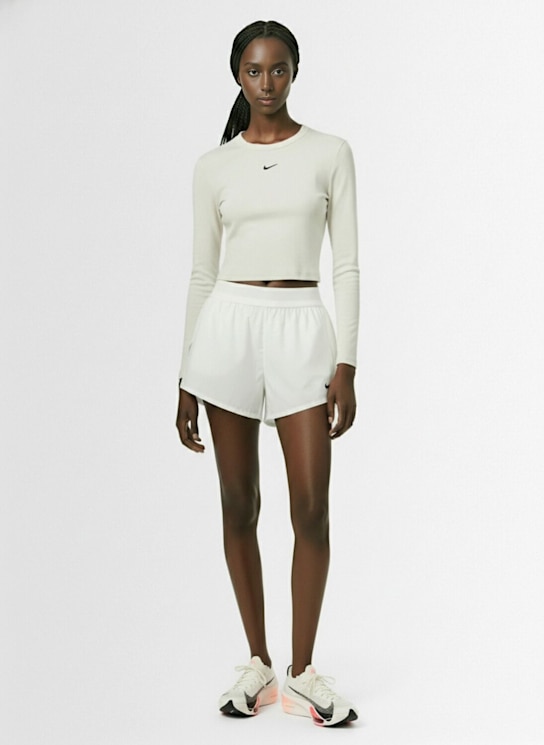 Nike: Shorts Aero Swift Dry Fit 3” - Bianco/Nero - women_1 | Luisa Via Roma