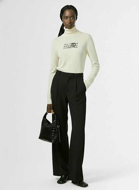 MM6 Maison Margiela: Wool logo turtleneck sweater - women_1 | Luisa Via Roma