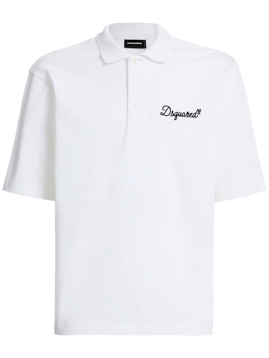 Dsquared2: Tennis fit POLO衫 - 白色 - men_0 | Luisa Via Roma