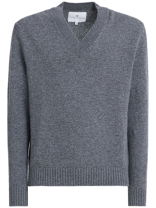 Seven Gauge: Wool knit v-neck sweater - men_0 | Luisa Via Roma