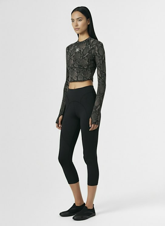 adidas By Stella McCartney: ASMC cropped long sleeve top - Chacoa/Black - women_1 | Luisa Via Roma