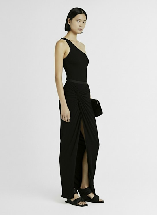 Rick Owens: One-shoulder jersey top - Black - women_1 | Luisa Via Roma