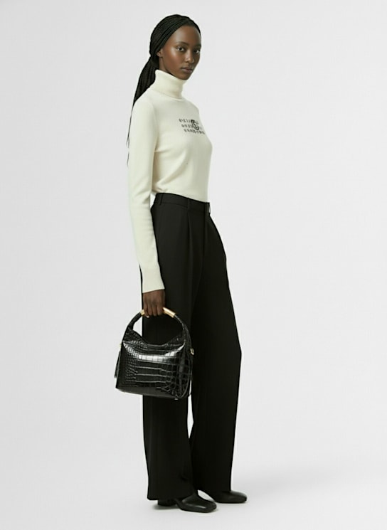 MM6 Maison Margiela: Viscose blend tailoring wide pants - Black - women_1 | Luisa Via Roma