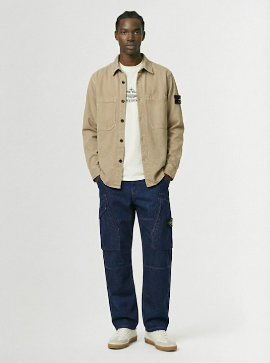 Stone Island: Vintage effect cotton shirt - Desert - men_1 | Luisa Via Roma