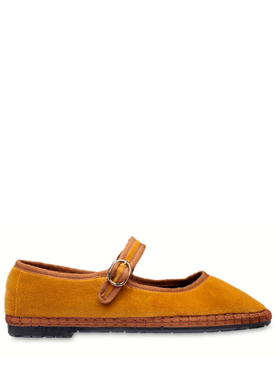 Flabelus: Amaranta velvet Mary Jane flats - Senf/Braun - women_0 | Luisa Via Roma