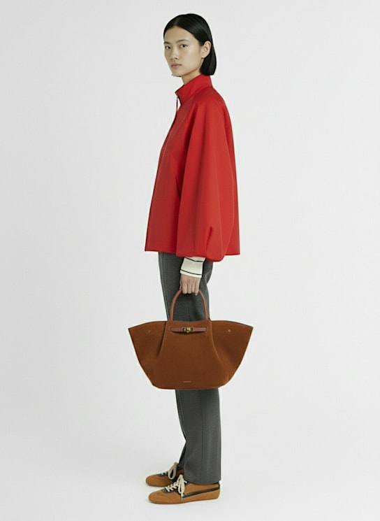 DeMellier: The Midi New York suede tote bag - Deep Tan - women_1 | Luisa Via Roma