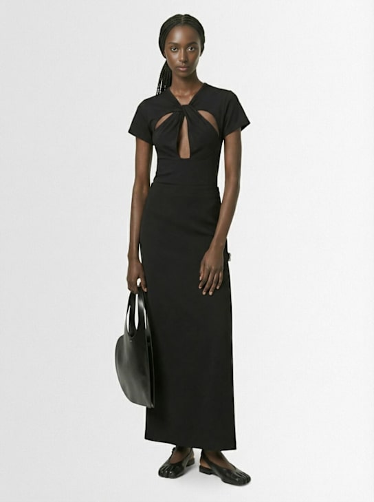 Coperni: Side slit long skirt - Black - women_1 | Luisa Via Roma