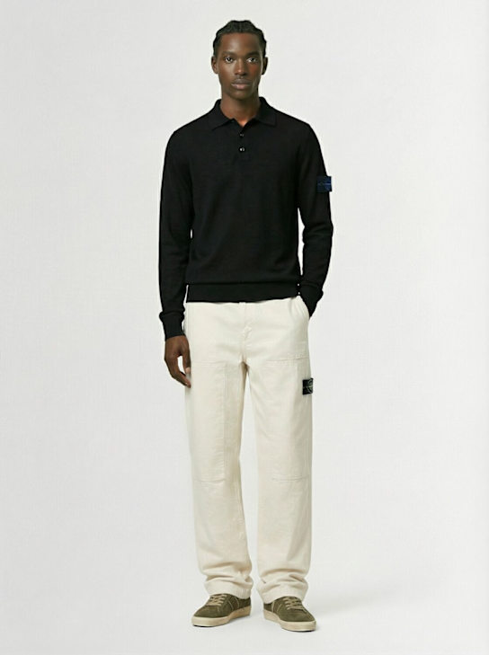 Stone Island: L/s light wool polo - ネイビー - men_1 | Luisa Via Roma