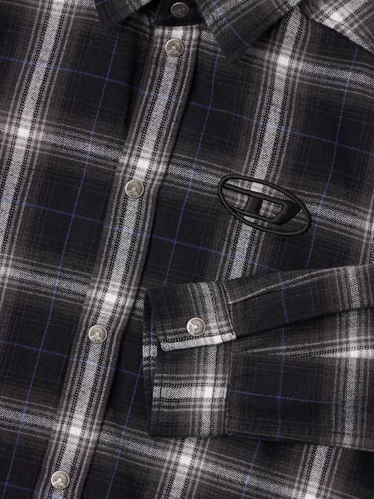 Diesel Kids: Plaid cotton shirt - Blu/Blk/Wht - kids-boys_1 | Luisa Via Roma