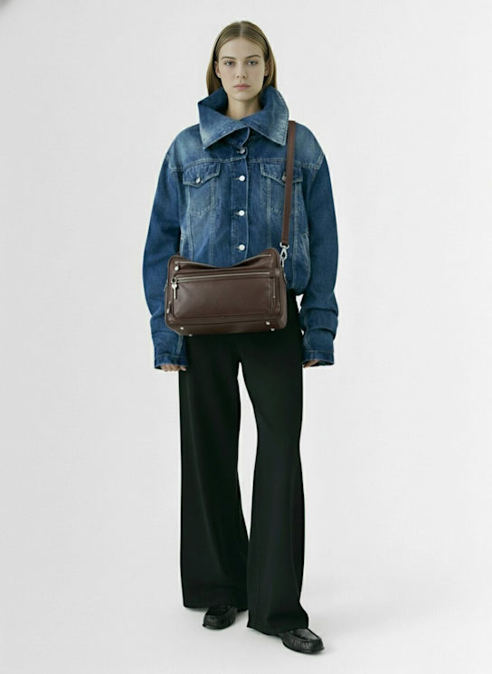 Acne Studios: Camero leather shoulder bag - Dark Brown - women_1 | Luisa Via Roma