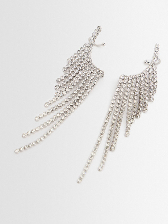 Rabanne: Crystal drop earrings - Silver/Cry - women_1 | Luisa Via Roma