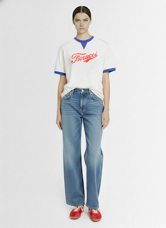 Fiorucci: Varsity logo cotton regular t-shirt - women_1 | Luisa Via Roma