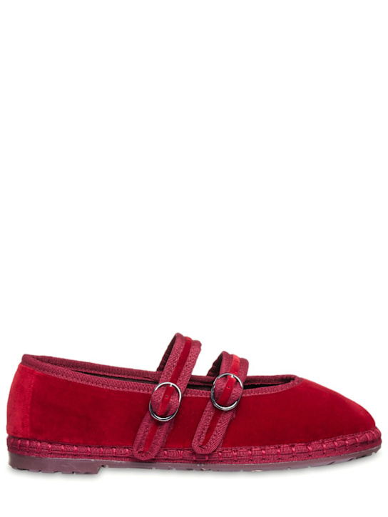 Flabelus: Claire velvet Mary Jane flats - Red - women_0 | Luisa Via Roma