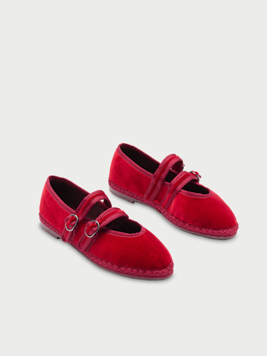 Flabelus: Claire velvet Mary Jane flats - Red - women_1 | Luisa Via Roma