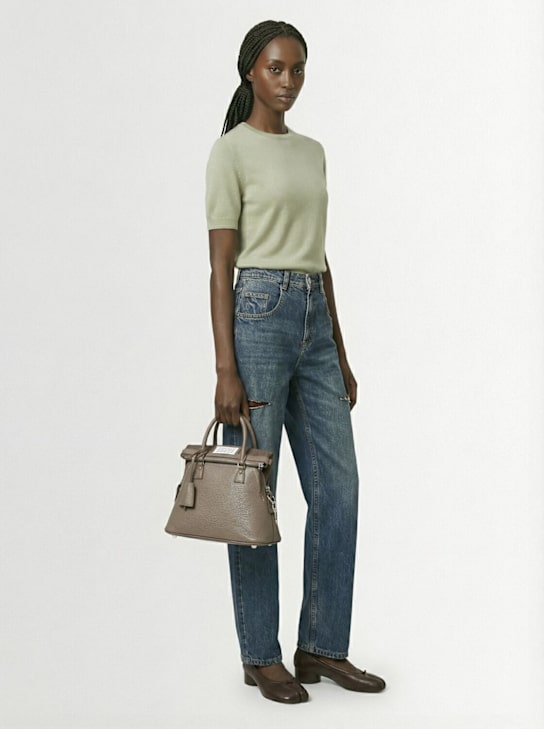 Maison Margiela: High rise wide jeans w/cutout - women_1 | Luisa Via Roma