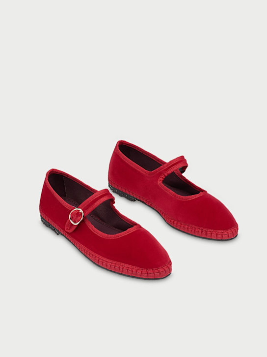 Flabelus: Mellark velvet Mary Jane flats - Red - women_1 | Luisa Via Roma