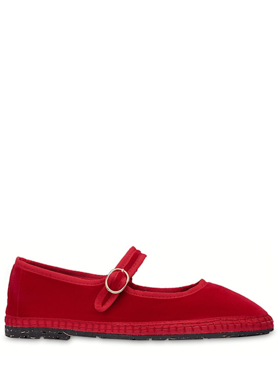 Flabelus: Mellark velvet Mary Jane flats - Red - women_0 | Luisa Via Roma