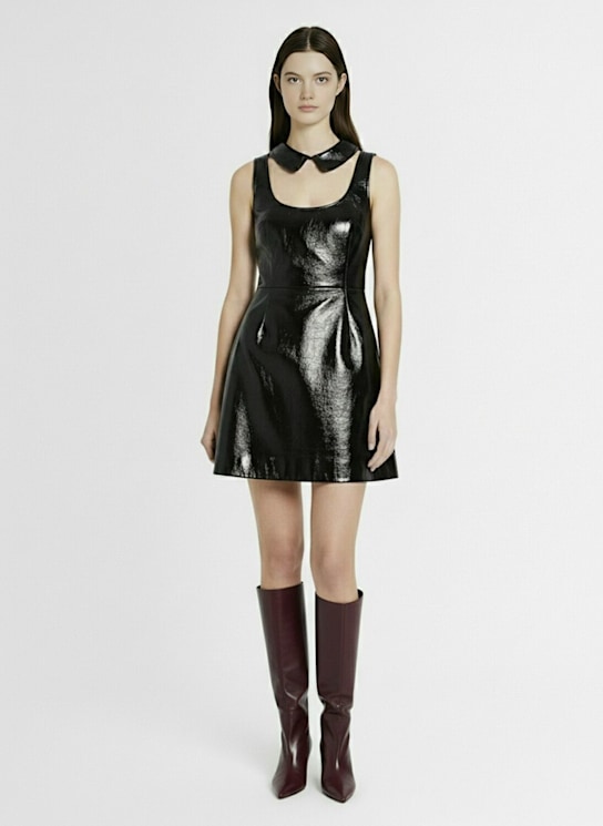 Fiorucci: Collar cutout vinyl mini dress - Black - women_1 | Luisa Via Roma