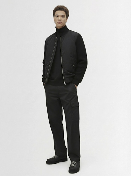 Moose Knuckles: Magnus hybrid wool blend knit jacket - Black - men_1 | Luisa Via Roma