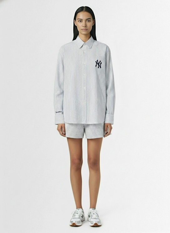 Sporty & Rich: Yankees Serif oversized cotton shirt - women_1 | Luisa Via Roma