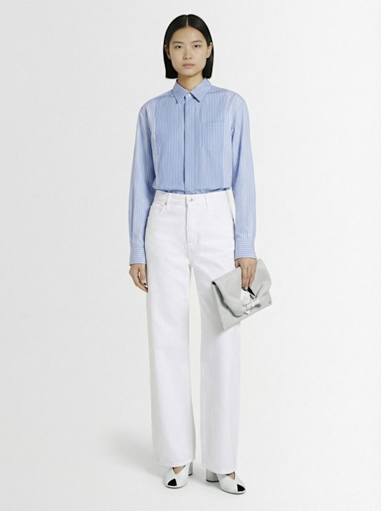 Sacai: Cotton blend striped shirt - Blue/Multi - women_1 | Luisa Via Roma