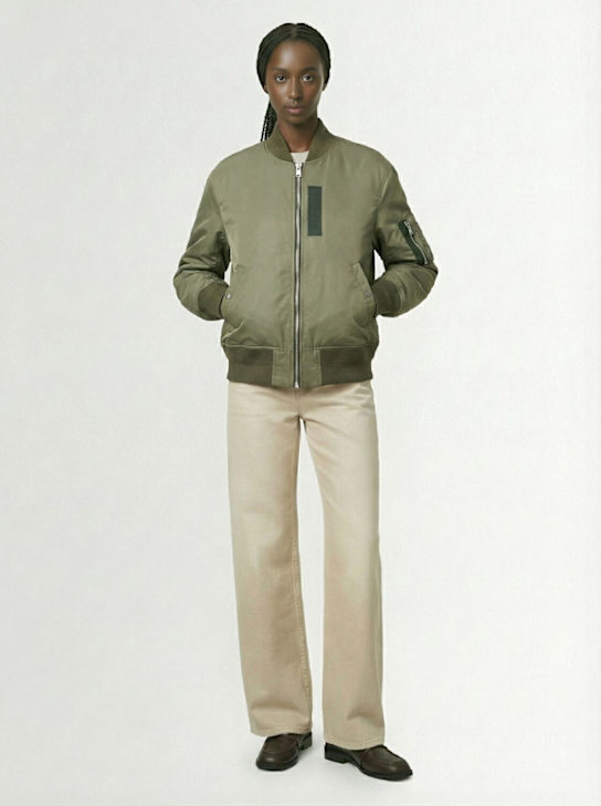 Sacai: Zip-up nylon bomber jacket - Khaki - women_1 | Luisa Via Roma